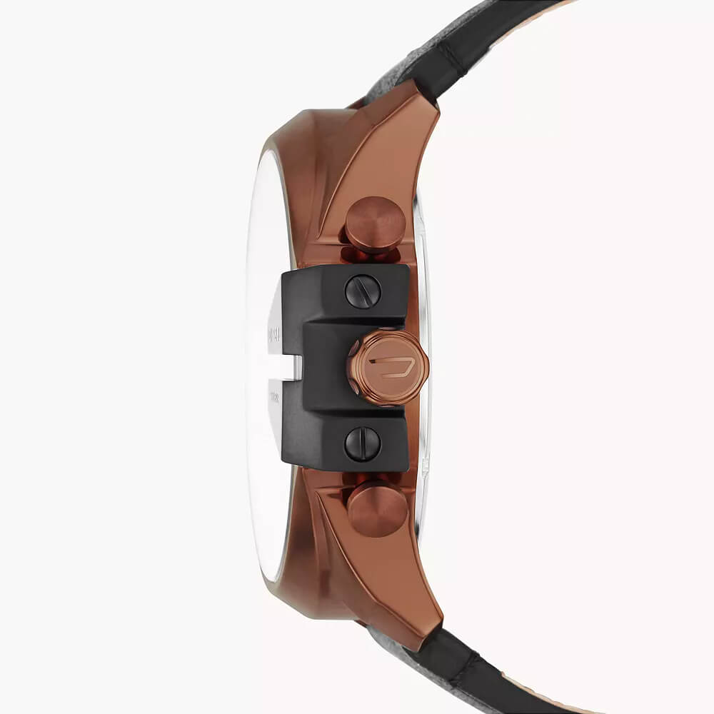 Mega Chief Chronograph Copper-Tone and Black Leather Watch