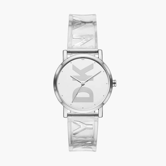 DKNY Soho Dreizeigeruhr aus transparentem Polyurethan