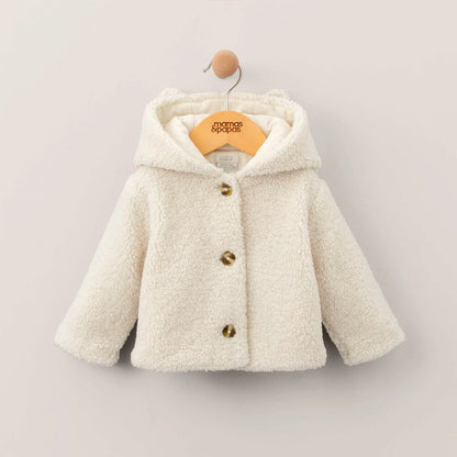 Cremefarbene Teddy-Kapuzenjacke