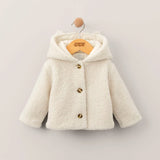 Cremefarbene Teddy-Kapuzenjacke